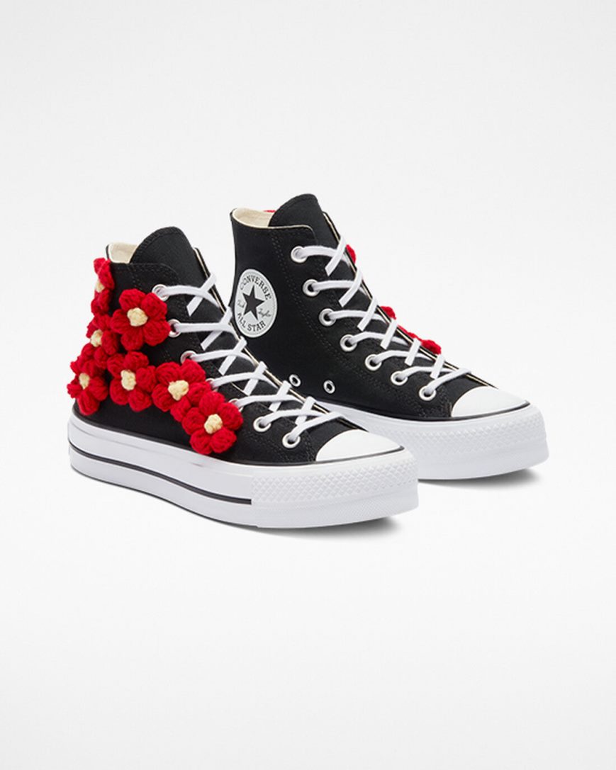 Zapatos Plataforma Converse Chuck Taylor All Star Lift 3D Floral Altas Mujer Rojas Flores | PE 07LWP2